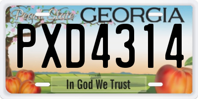GA license plate PXD4314