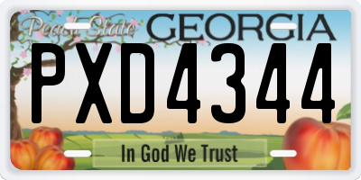 GA license plate PXD4344