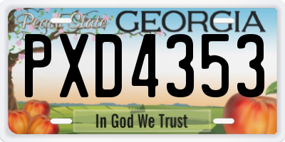 GA license plate PXD4353