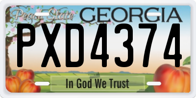 GA license plate PXD4374