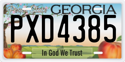 GA license plate PXD4385
