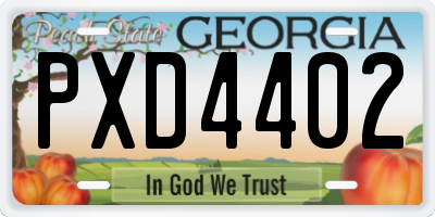 GA license plate PXD4402