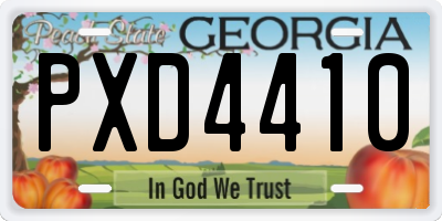 GA license plate PXD4410