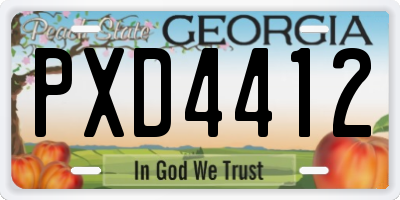 GA license plate PXD4412