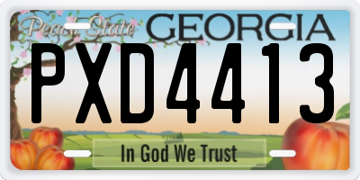GA license plate PXD4413
