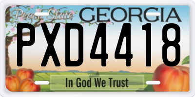 GA license plate PXD4418
