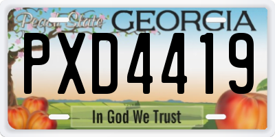 GA license plate PXD4419