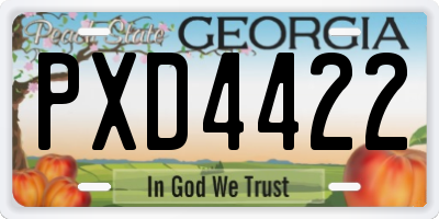 GA license plate PXD4422