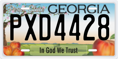 GA license plate PXD4428
