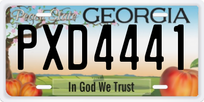GA license plate PXD4441