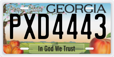 GA license plate PXD4443
