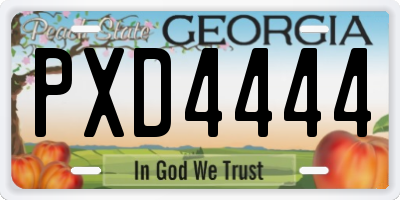 GA license plate PXD4444