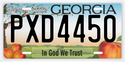 GA license plate PXD4450