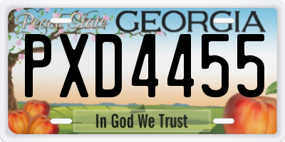 GA license plate PXD4455
