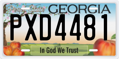 GA license plate PXD4481