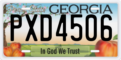 GA license plate PXD4506