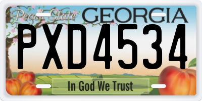 GA license plate PXD4534