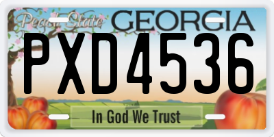 GA license plate PXD4536