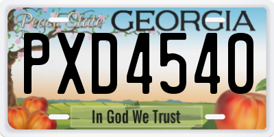 GA license plate PXD4540