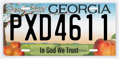 GA license plate PXD4611