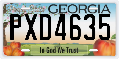 GA license plate PXD4635