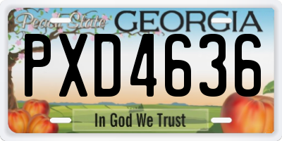 GA license plate PXD4636