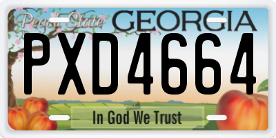 GA license plate PXD4664