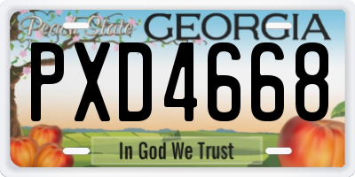 GA license plate PXD4668