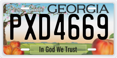 GA license plate PXD4669