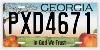 GA license plate PXD4671