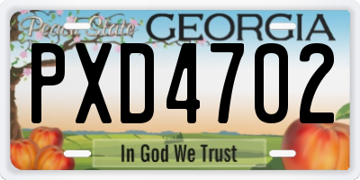 GA license plate PXD4702