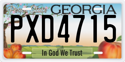 GA license plate PXD4715