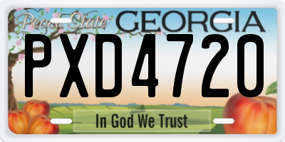 GA license plate PXD4720