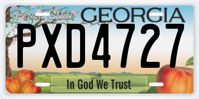 GA license plate PXD4727