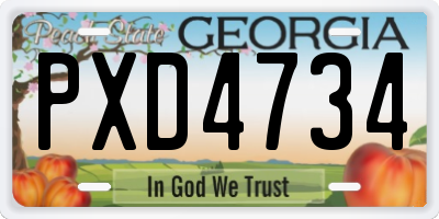 GA license plate PXD4734