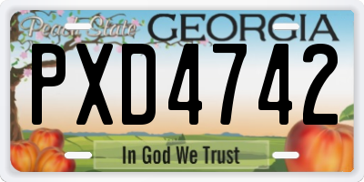 GA license plate PXD4742