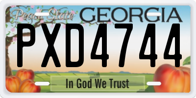 GA license plate PXD4744