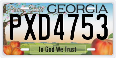 GA license plate PXD4753