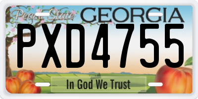 GA license plate PXD4755