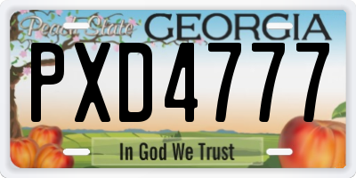 GA license plate PXD4777