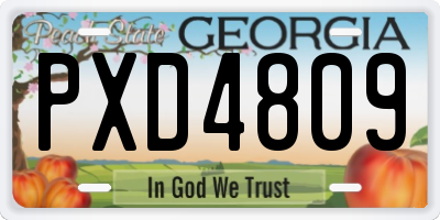 GA license plate PXD4809