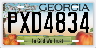 GA license plate PXD4834