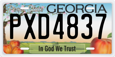 GA license plate PXD4837