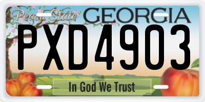 GA license plate PXD4903