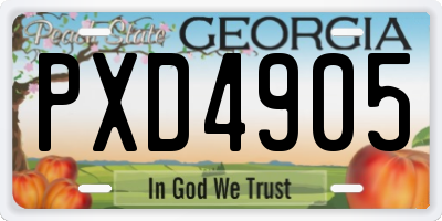 GA license plate PXD4905
