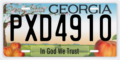 GA license plate PXD4910