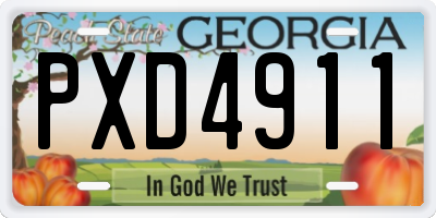 GA license plate PXD4911