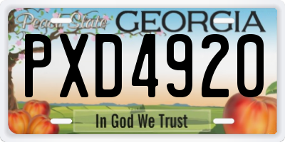 GA license plate PXD4920