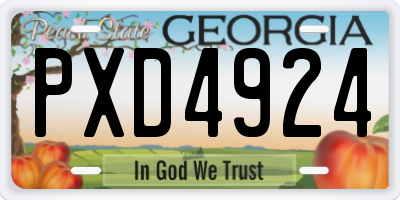 GA license plate PXD4924