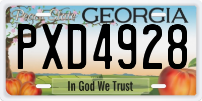 GA license plate PXD4928